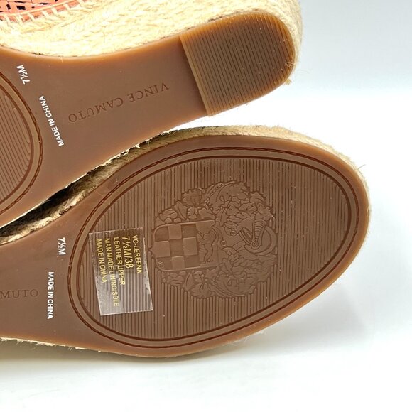 Vince Camuto Womens Coral Salmon Perf Leather Wedges Espadrilles Sandals Shoes - Picture 11 of 13